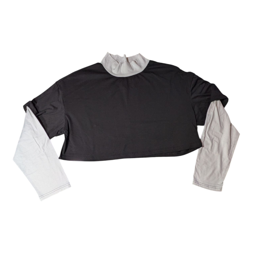Women's Live and Tell - Crop - Long Sleeve Shirt - Size M Black/White Pre-Owned